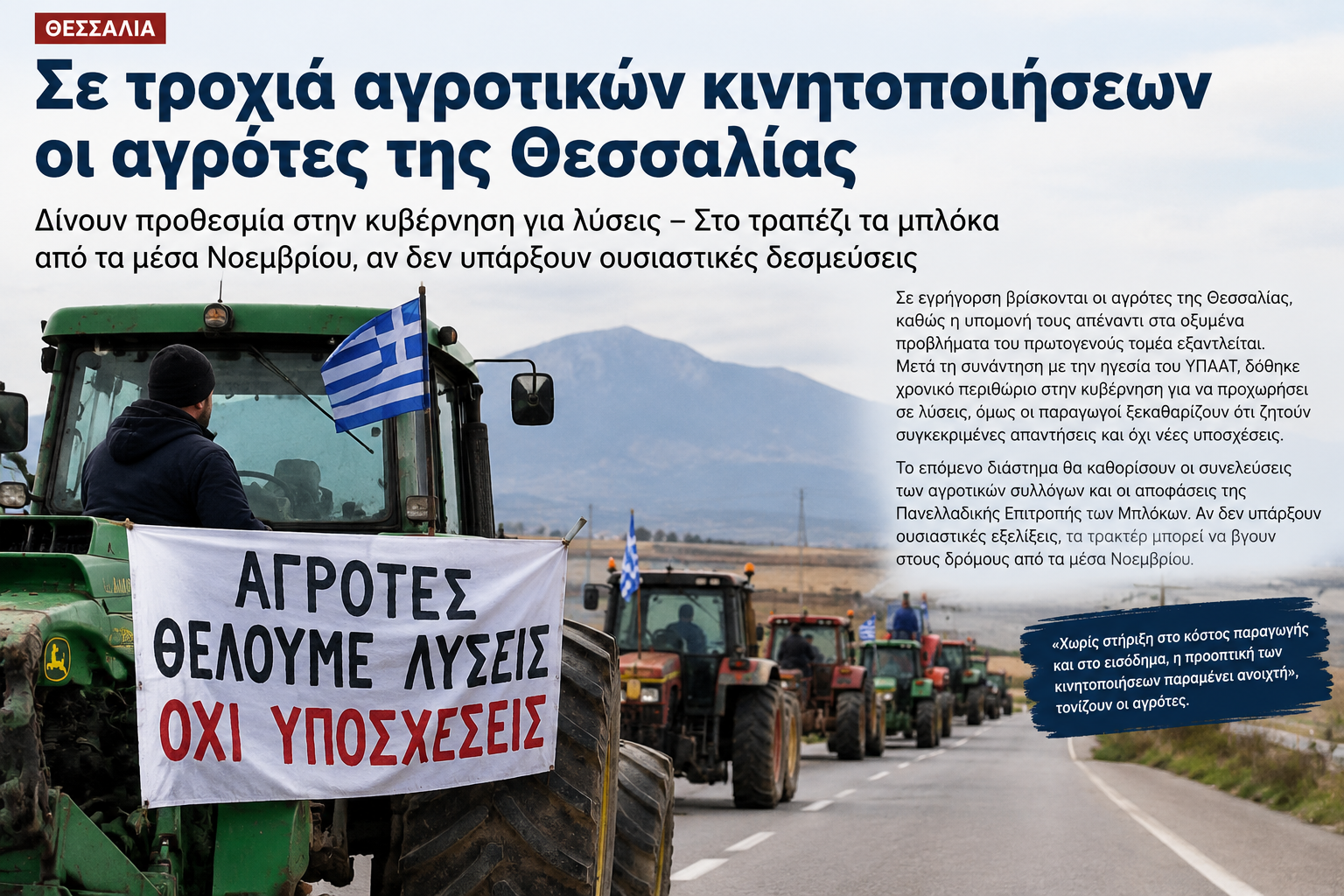 Αντίστροφη μέτρηση για δυναμικές κινητοποιήσεις από τους αγρότες στη Θεσσαλία (video)